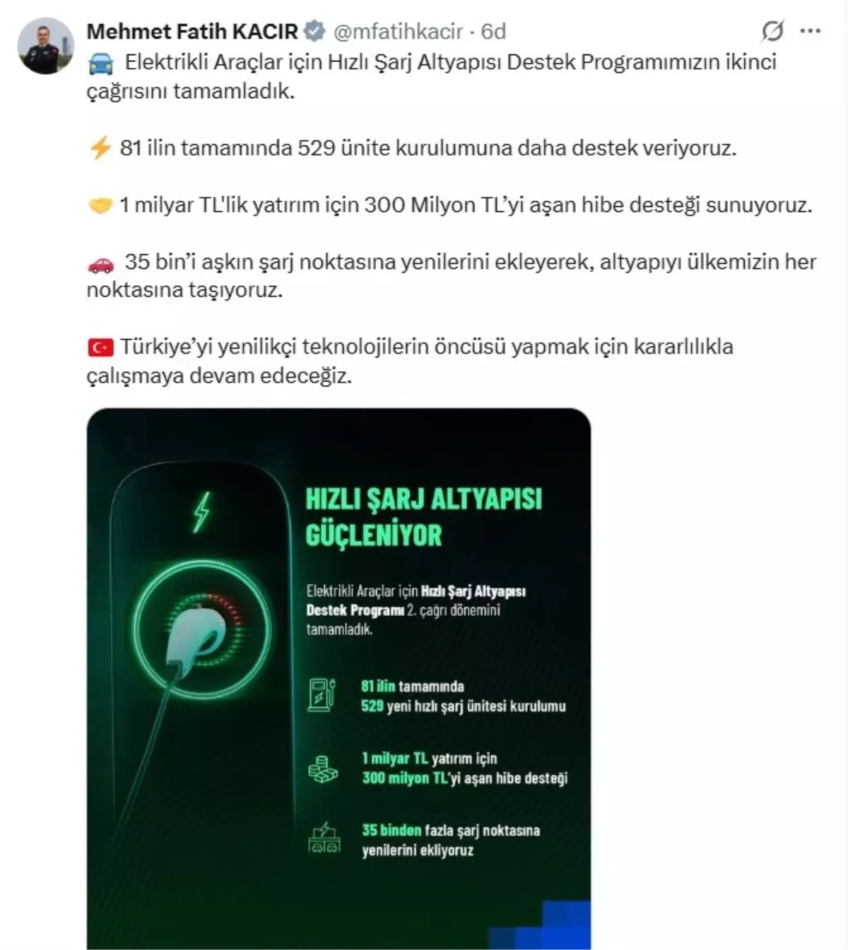 elektrikli araclar icin hizli sarj altyapisi destek programinin ikinci cagrisi tamamlandi CFKMzOZr