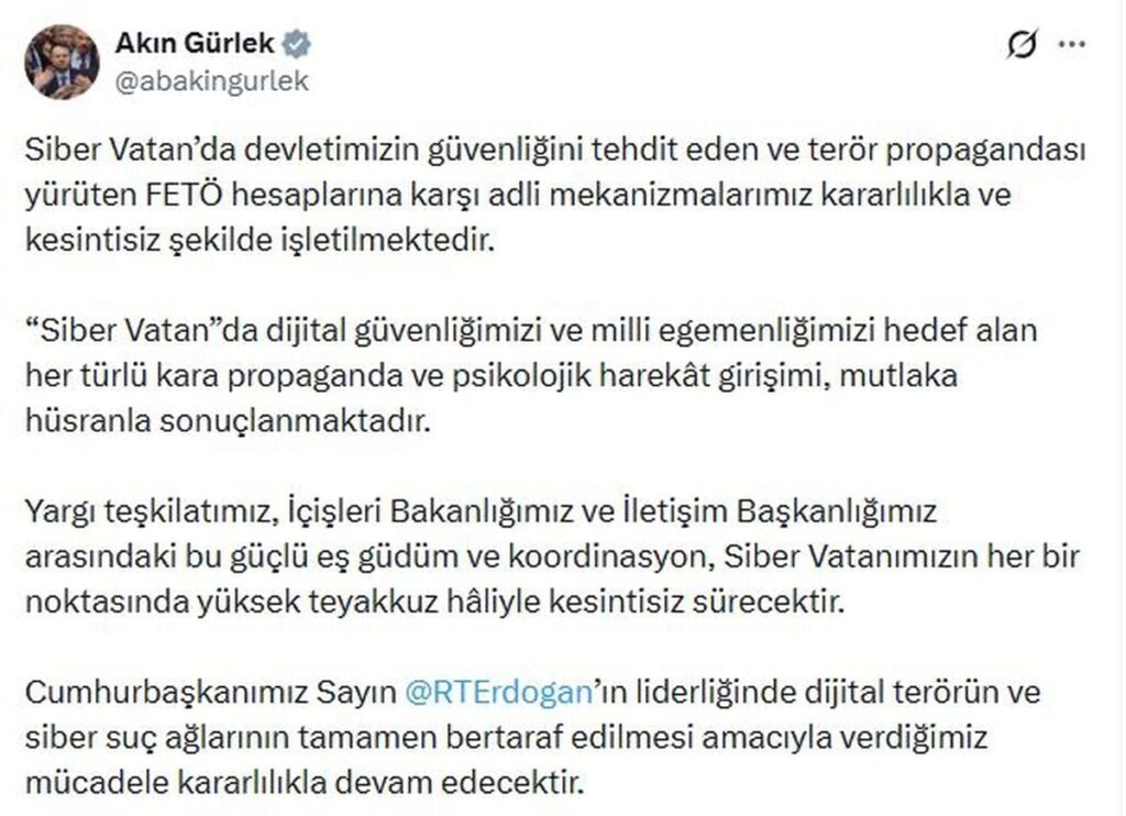 Adalet Bakanı Gürlek: FETÖ Hesaplarına Karşı Adli Süreçler Sürdürülecek